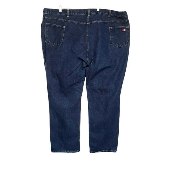 USA Works Mens Jeans 52 X 31 Blue Denim Straight Leg Zip Fly - Picture 5 of 7